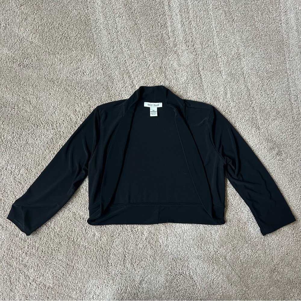 Black Cropped Open Front Cardigan